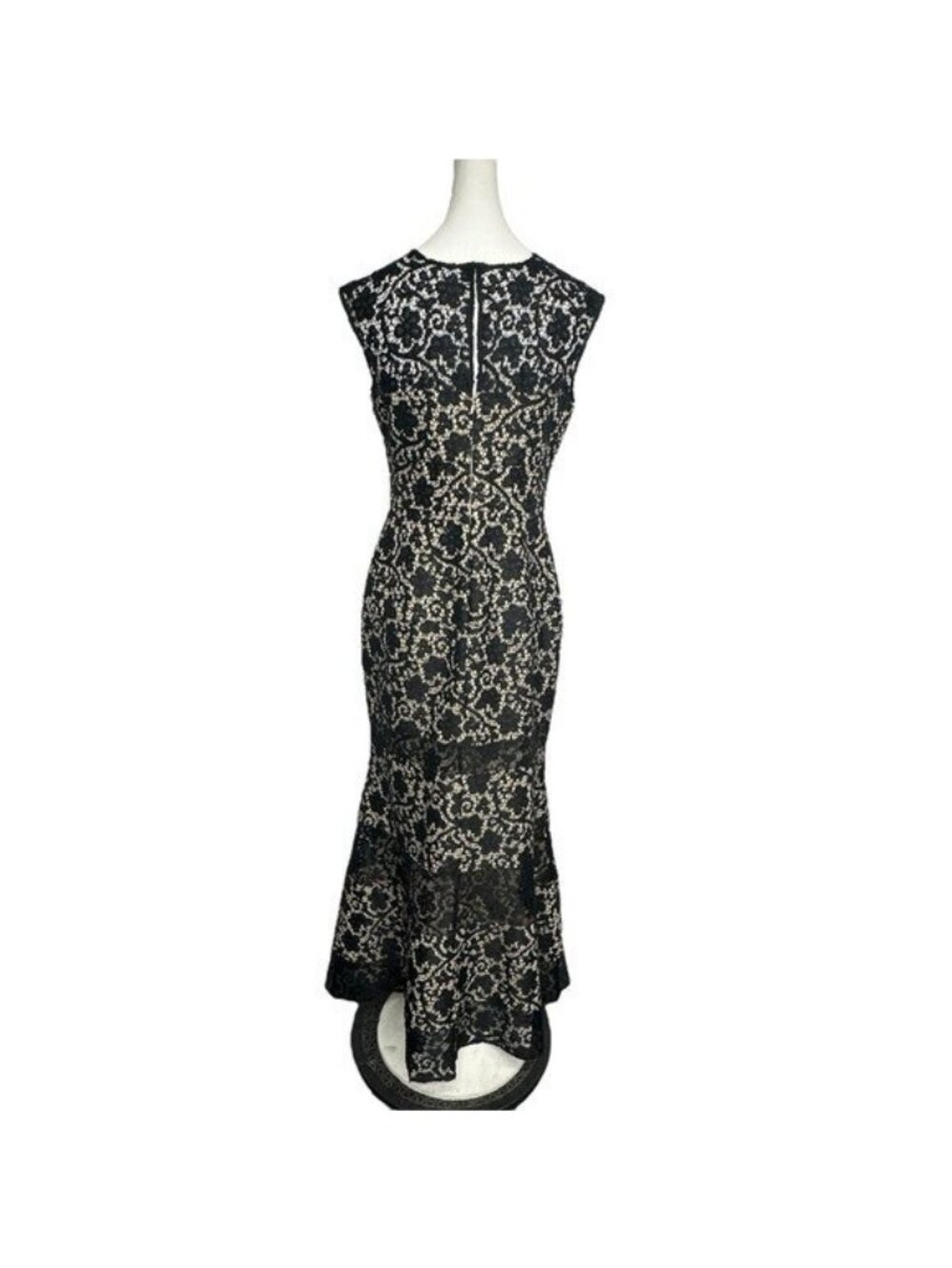 Kay Unger 8 Gown Black Lace Overlay Dress Evening Formal Full Length Cap Sleeve - Picture 4 of 15